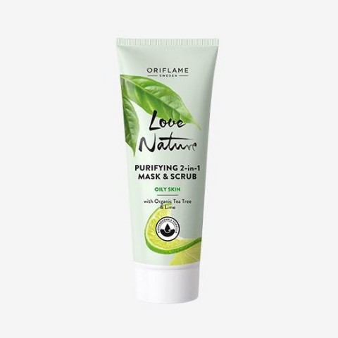 Purifying 2-in-1 Mask & Scrub with Organic Tea Tree & Lime
