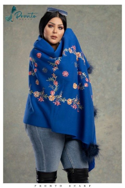 Winter Shawl - Melton - Women - Blue-249