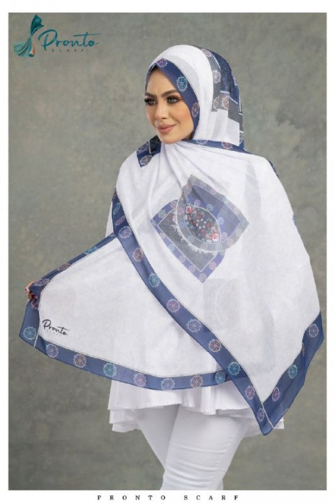 Multi Color Printed Chiffon Scarf For Women-254a