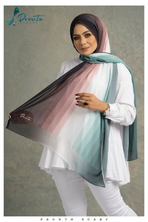 Multi Color Printed Chiffon Scarf For Women-261a