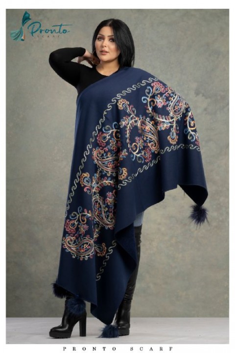 New winter shawl - Melton - women - dark blue  -264a