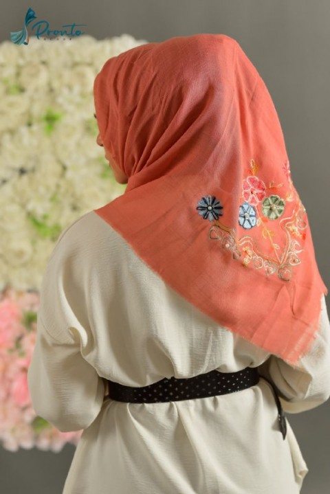 Turkish Cotton Embroidered Scarf for Women - Pink