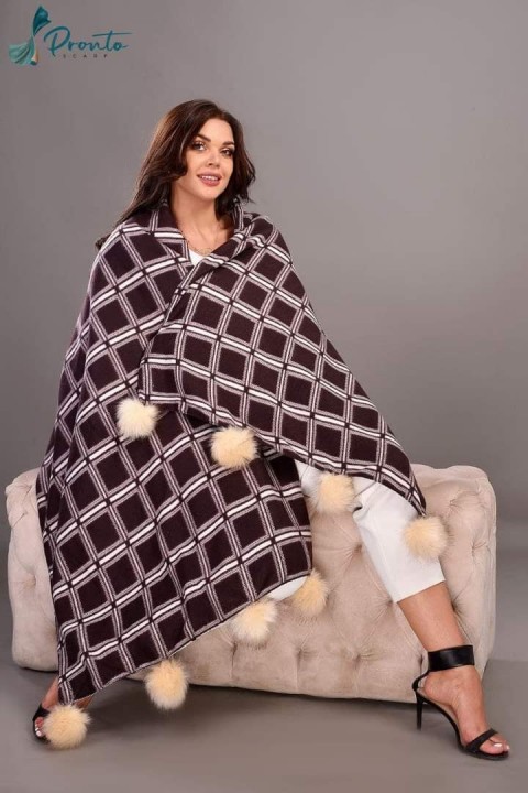 Women's Checked Winter Shawl - Multi Color -cotton
