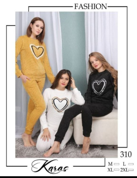Women's pajama - knitted material - black, white and brown
