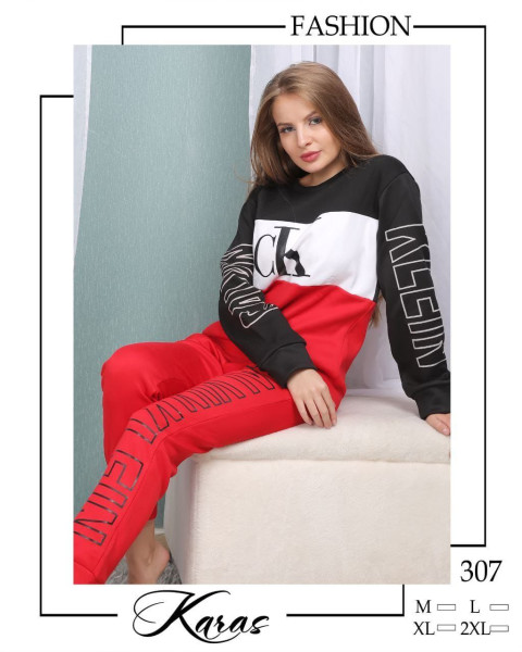 Women's pajama - the material is Melton lined with fur - white, black and red