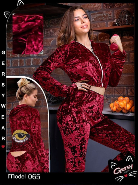 Jersey pajamas, velor, red color