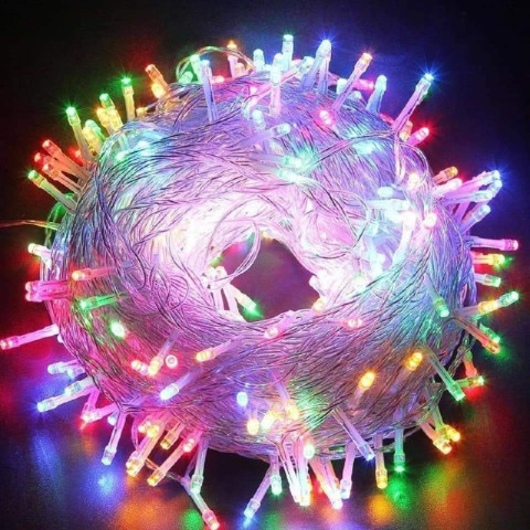 A long LED rope for decoration, consisting of 100 multi-colored bulbs and 2 plugs