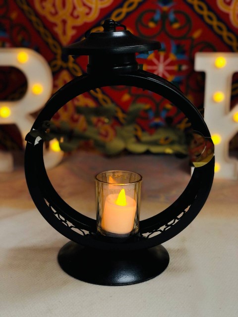 Ramadan lantern, metal circular with a very elegant candle