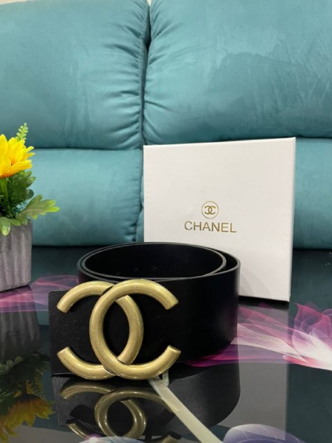 chanel stylish leather belt-Size 3.5cm-black colour