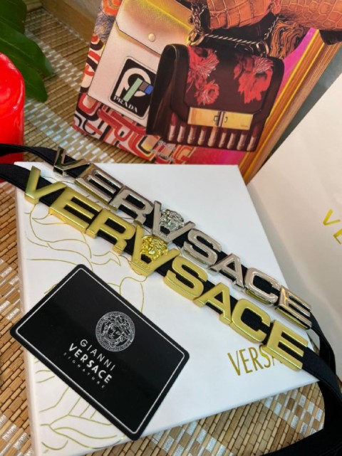 Versace stylish leather belt -Size 3.5cm-multi colour-mirror original