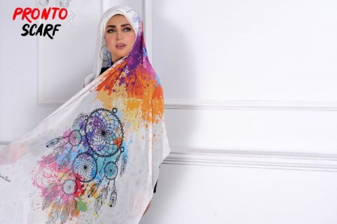 A very elegant multi-colored digital chiffon crepe scarf 30