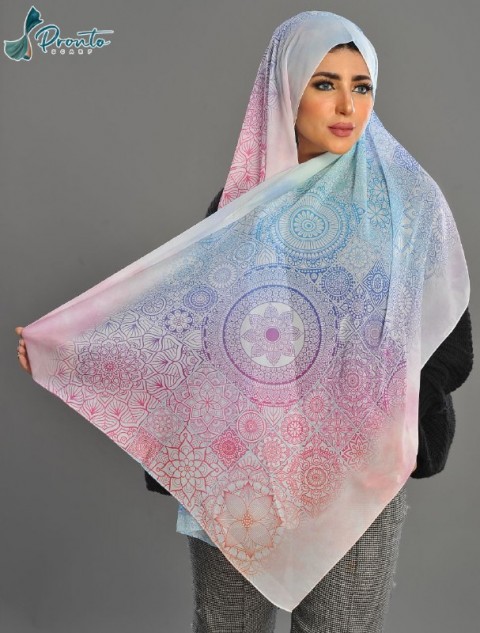 A very elegant multi-colored digital chiffon crepe scarf 50