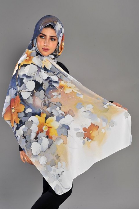 A very elegant multi-colored digital chiffon crepe scarf 60
