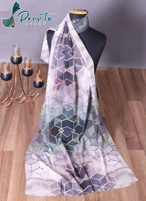 A very elegant multi-colored digital chiffon crepe scarf 80