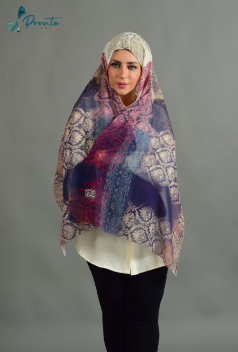 A very elegant multi-colored digital chiffon crepe scarf 90