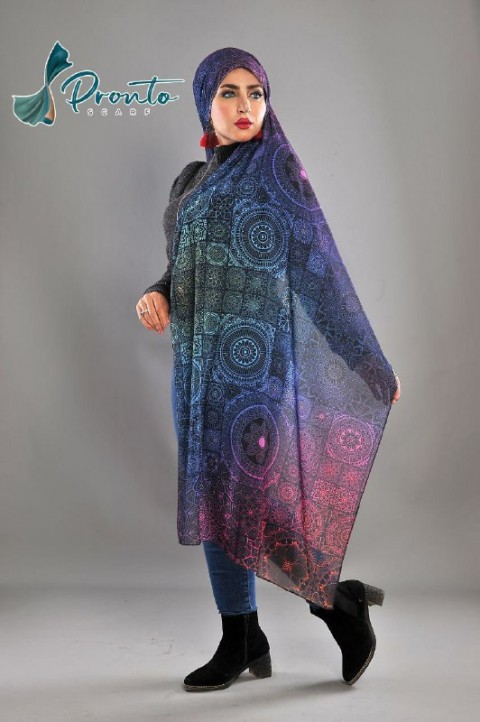 A very elegant multi-colored digital chiffon crepe scarf 100