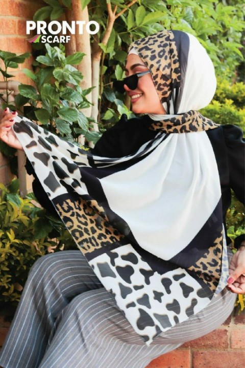 A very elegant multi-colored digital chiffon crepe scarf 500