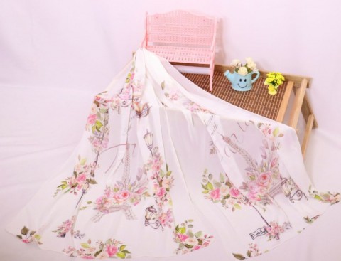 A very elegant multi-colored digital chiffon crepe scarf 700