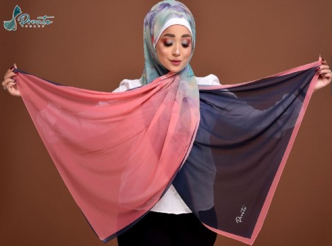 A very elegant multi-colored digital chiffon crepe scarf 900