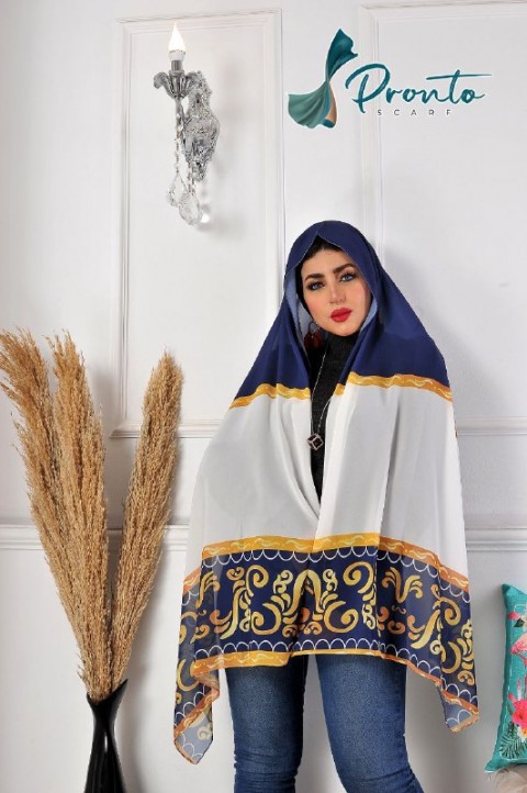 A very elegant multi-colored digital chiffon crepe scarf 9003