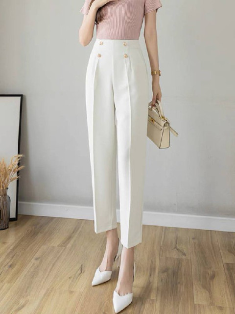 Yitimoky Womens High Waist Button Up Harem Pants Classic Korean Streetwear  Primark Black Trousers Suit With Pockets 211008 From Lu04, $23.36 |  DHgate.Com