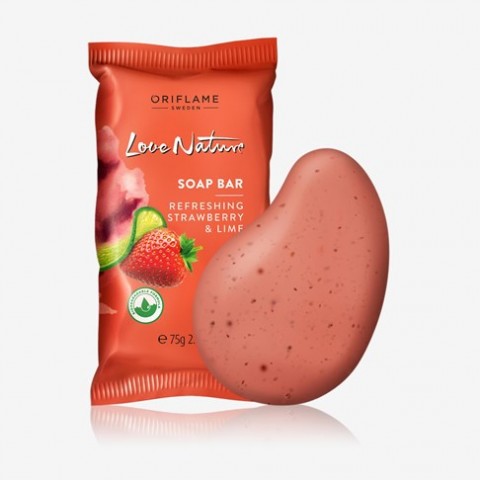 Love Nature Exfoliating Soap Bar Refreshing Strawberry & Lime